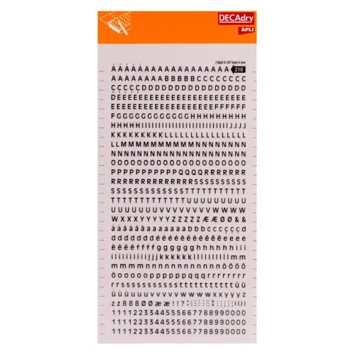 Lettres et chiffres transfert noirs 4 mm 706 caractères - Apli photo du produit
