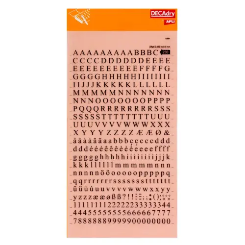 Lettres et chiffres transfert noirs 6 mm 390 caract&egrave;res photo du produit