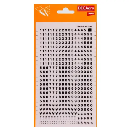 Chiffres transfert noirs 4 mm 420 caract&egrave;res - Apli photo du produit