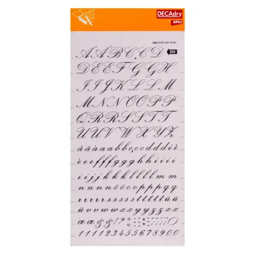Lettres et chiffres transfert noirs 12 mm 179 caractères - Apli photo du produit
