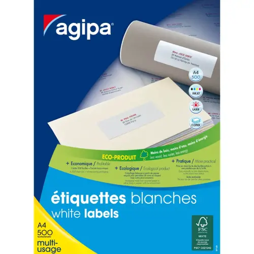 Etiquettes blanches permanentes 99,1x33,9 mm 500 feuilles photo du produit