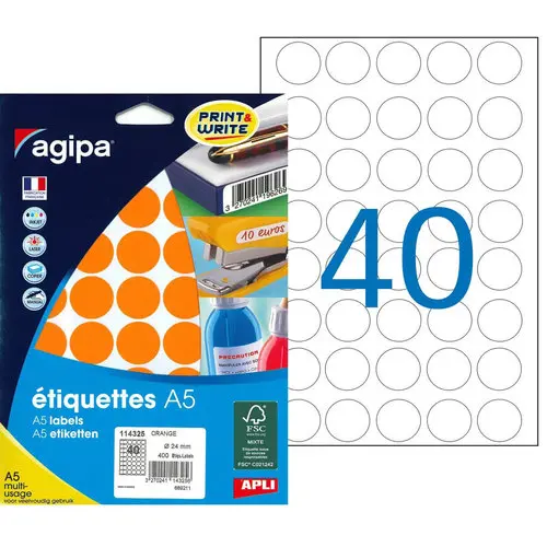 Pastilles orange multi-usage Ø 24 mm 10 feuilles photo du produit