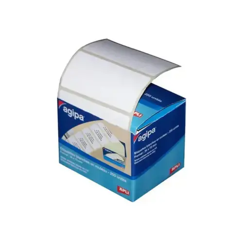Rouleau de 250 &eacute;tiquettes blanches photo du produit