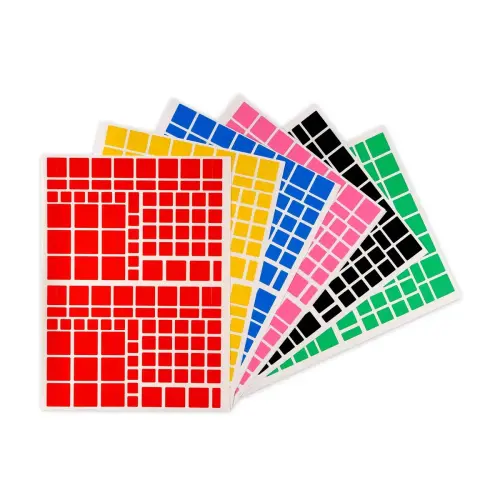 Gommettes enlevables carrés tailles et couleurs assorties 6 feuillesles - Apli photo du produit
