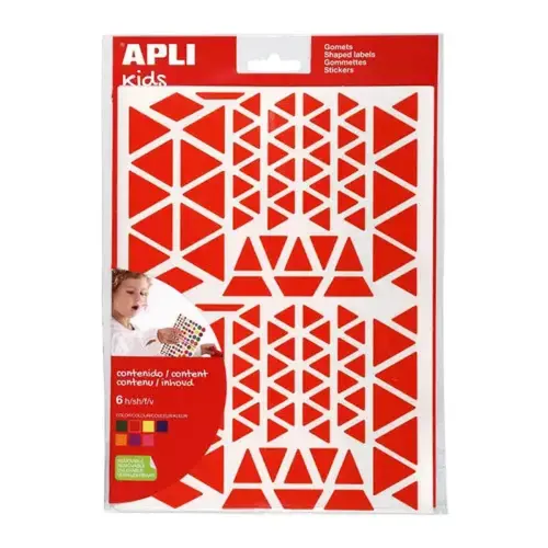 Gommettes enlevables triangles tailles et couleurs assorties 6 feuilles photo du produit