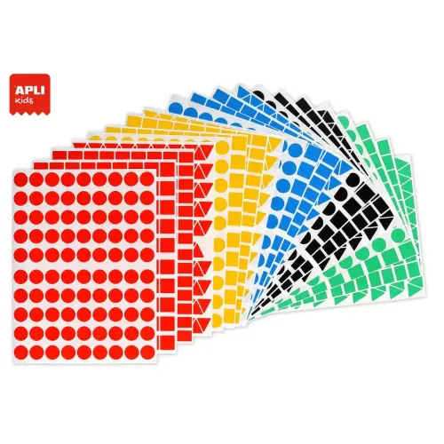 Gommettes enlevables formes assorties 16 mm / couleurs assorties 30 feuilles photo du produit