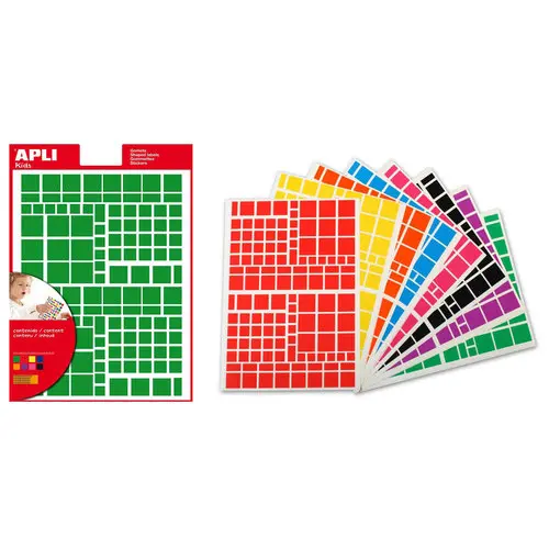 Pochette de 2268 gommettes carrés couleurs assorties photo du produit