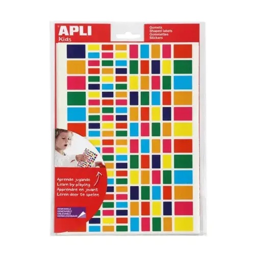 Gommettes enlevables rectangles de tailles et couleurs assorties 20 feuilles photo du produit
