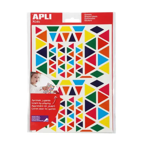Gommettes enlevables triangles de tailles et couleurs assorties 20 feuilles photo du produit