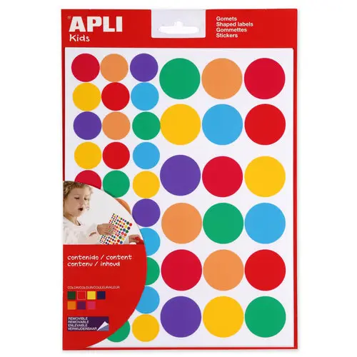 Gommettes enlevables rondes Ø 19/30 mm couleurs assorties 20 feuilles photo du produit