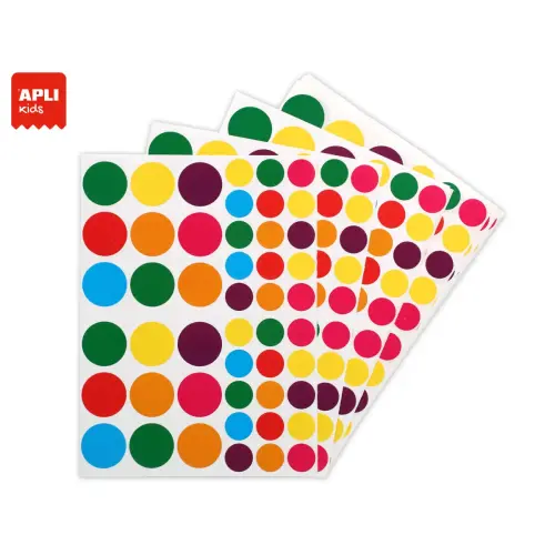 Gommettes enlevables rondes &Oslash; 19/30 mm couleurs assorties 20 feuilles photo du produit