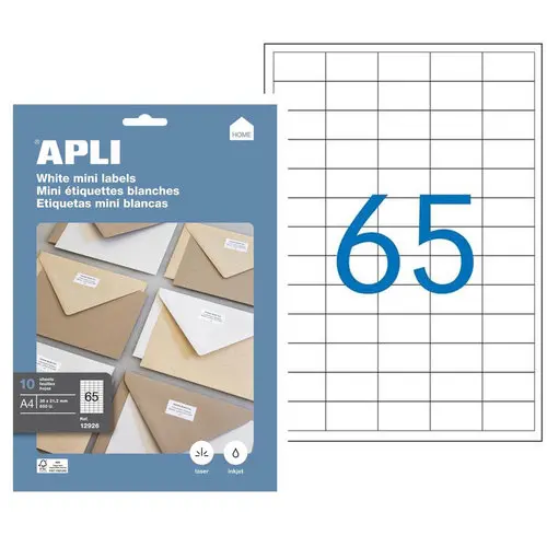 &Eacute;tiquettes blanches permanentes 38,0 x 21,2 mm 10 feuilles photo du produit