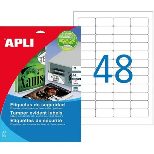 &Eacute;tiquettes blanches de s&eacute;curit&eacute; 45,7 x 21,2 mm 10 feuilles photo du produit