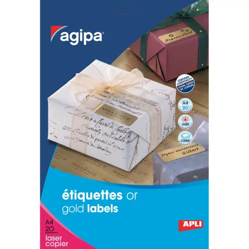 Etiquettes or polyester laser 50 x 20 mm 20 feuillesles - Apli photo du produit
