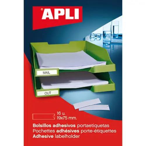 Pochettes adh&eacute;sives porte-&eacute;tiquettes 35 x 75 mm 8 u. photo du produit
