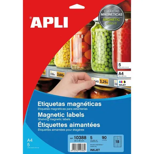 Étiquettes blanches magnétiques 80,0 x 28,0 mm 5 feuilles photo du produit