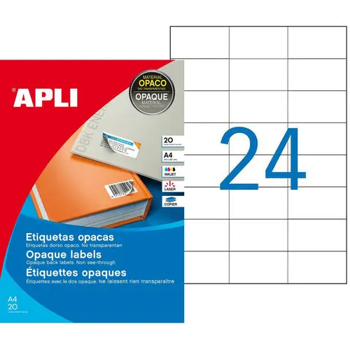 &Eacute;tiquettes blanches opaques 70,0 x 37,0 mm 20 feuilles photo du produit