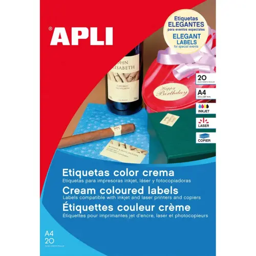 Étiquettes crème permanentes 70,0 x 37,0 mm 20 feuilles photo du produit