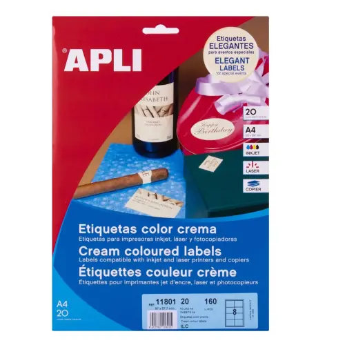 &Eacute;tiquettes cr&egrave;me permanentes 97,0 x 67,7 20 feuilles photo du produit