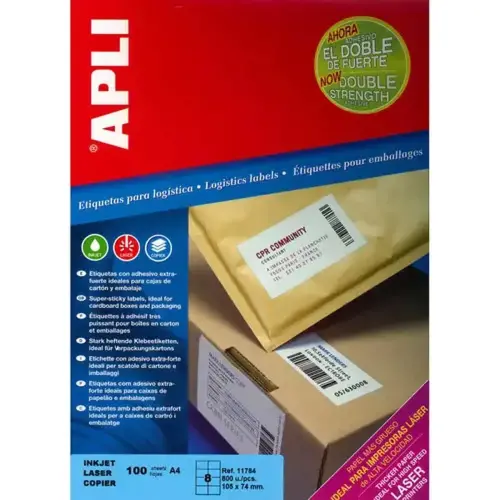 &Eacute;tiquettes blanches adh&eacute;sif extra-fort 105,0 x 74,0 mm 100 feuilles photo du produit