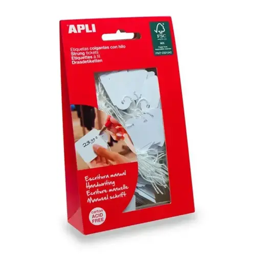200 &Eacute;tiquettes &agrave; fil - 7 x 19 mm - Blanc - APLI photo du produit