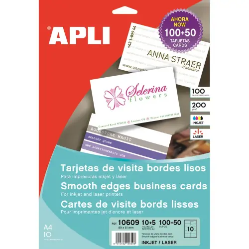 Cartes de visite bords droits mates 200 g 15 feuilles photo du produit