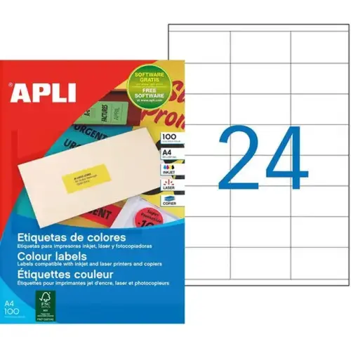 Boite 2400 etiquettes jaune fluo multi-usage photo du produit