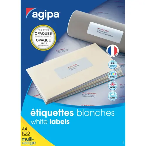 Etiquettes blanches opaques 199,6 x 143,3 mm 100 feuillesles - Apli photo du produit