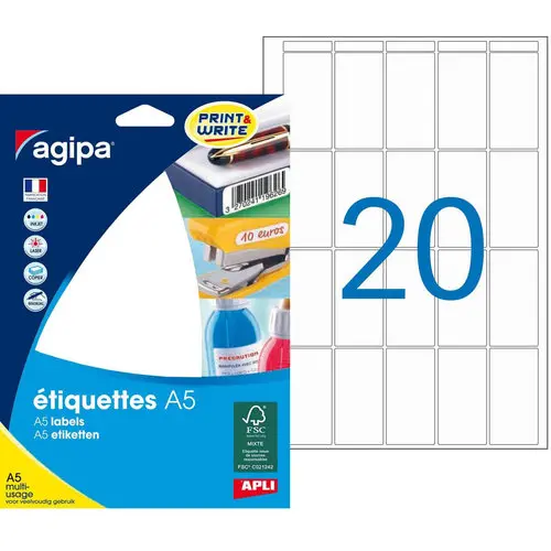 Etiquettes blanches multi usage 48,5x25 mm 16 feuilles photo du produit