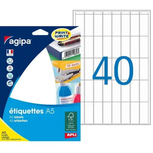 Etiquettes blanches multi usage 35x15 mm 16 feuilles photo du produit
