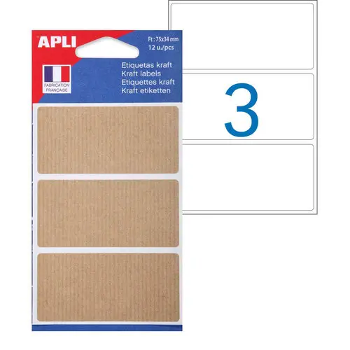 Etiquettes kraft 75x34 mm 12 u. photo du produit