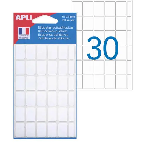Etiquettes blanches 12x18 mm 210 u. photo du produit