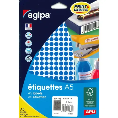 Pastilles bleu multi-usage Ø 8 mm 10 feuilles photo du produit