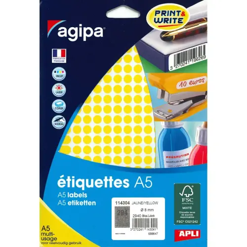 Pastilles jaune multi-usage Ø 8 mm 10 feuilles photo du produit
