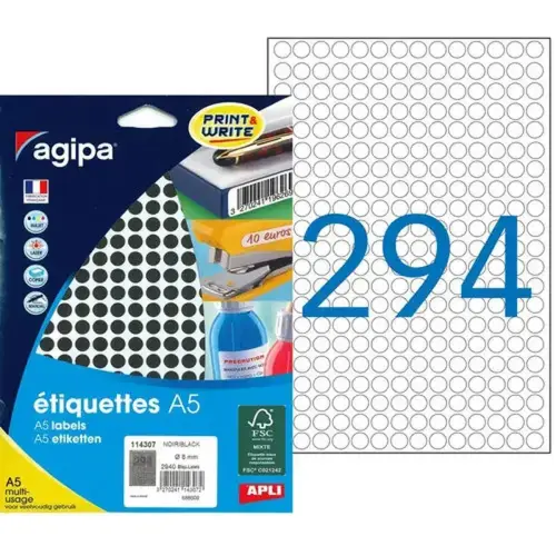 Pastilles noire multi-usage Ø 8 mm 10 feuilles photo du produit