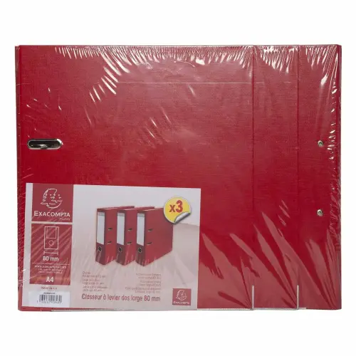 LOT DE 3 CL PP/Papier D80 A4 ROUGE - Exacompta photo du produit