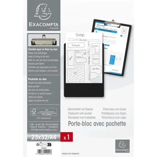 Porte-bloc avec pochette PP A4 noir photo du produit