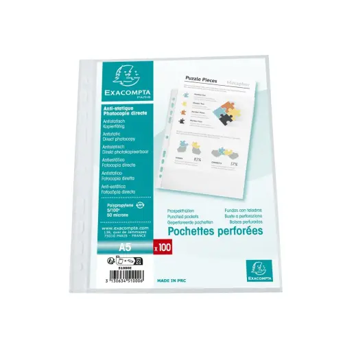 Sach.100 poch.perfo A5 PP Stand. graine photo du produit