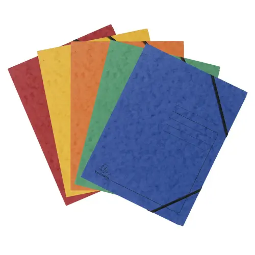 Lot de 5 chemises &agrave; &eacute;lastique sans rabat A4 en carte lustr&eacute;e 355 g/m&sup2; - Couleurs assorties - Exacompta photo du produit