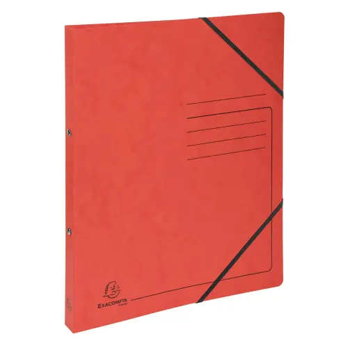 Classeur &agrave; &eacute;lastique 2 anneaux 15 mm A4 en carte lustr&eacute;e 355 g/m&sup2; - Rouge - Exacompta photo du produit