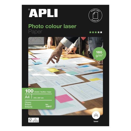 Papier photo brillant recto/verso Colour Laser - A4 - 160 g/m² - 100 feuilles - Apli photo du produit