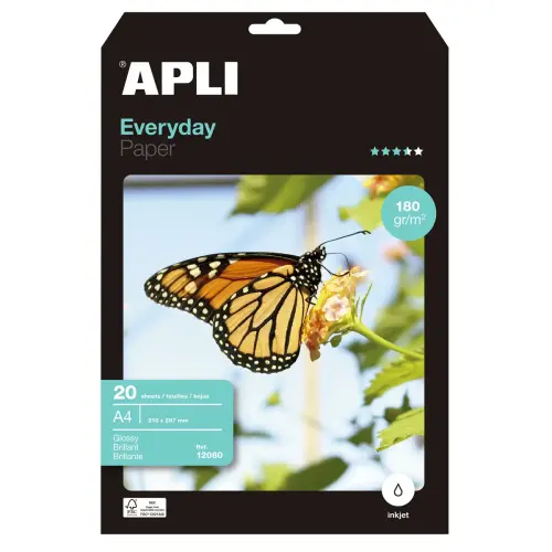 Papier photo brillant Everyday - A4 - 180 g/m&sup2; - 20 feuilles - Apli photo du produit