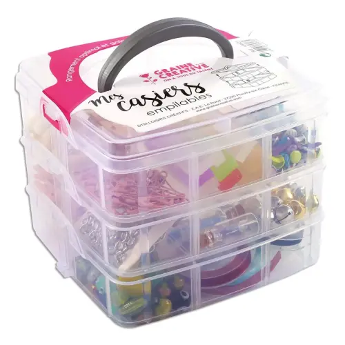 Boîte de rangement 3 étages 18 compartiments 15x15x12,5 cm photo du produit