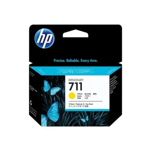 Pack de 3 cartouches d'encre 711 jaune 29 ml - HP photo du produit