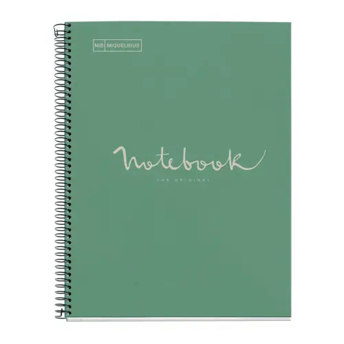 Notebook Eco Emotions Recycl&eacute; A4 Quadrill&eacute; 5 x 5 mm 80 feuilles Menthe - Miquel Rius photo du produit
