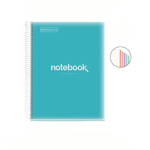 Notebook Emotions Souple A4 Ligné 7 mm 120 feuilles 5 couleurs Ciel - Miquel Rius photo du produit