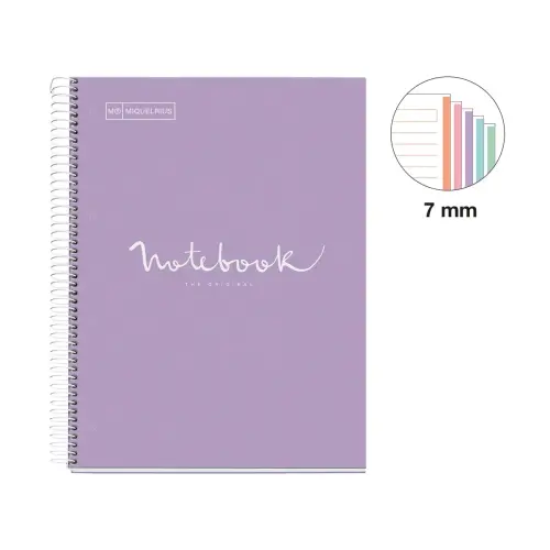 Notebook Emotions Rigide A4 Ligné 7mm 120feuil. 5coul. Lavande photo du produit