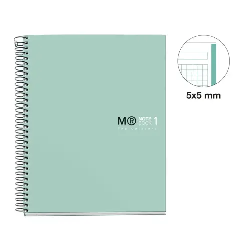 Notebook The Original Rigide A5 Quadri. 5x5mm 80feuil. Aqua photo du produit