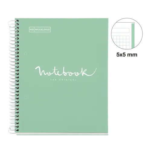 Notebook Emotions Rigide A5 Quadri. 5x5mm 80feuil. Menthe photo du produit
