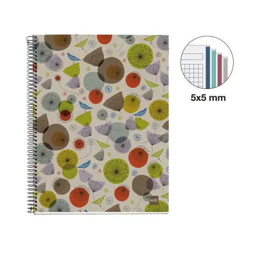 Cahier spirales papier recyclé - A4 - 5x5 - 120 pages photo du produit